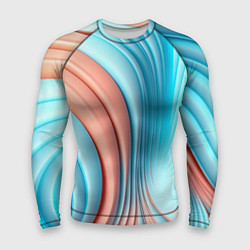 Рашгард мужской Кораллово-голубая абстрактная волна, цвет: 3D-принт