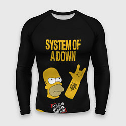 Рашгард мужской System of a Down Гомер Симпсон рокер, цвет: 3D-принт