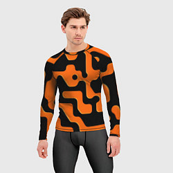 Рашгард мужской Черно-оранжевый абстрактный лабиринт, цвет: 3D-принт — фото 2