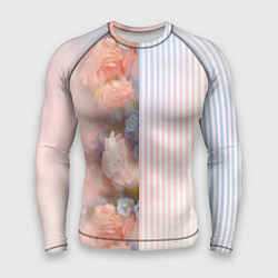 Рашгард мужской Цветы за стеклом - полосы с градиентом, цвет: 3D-принт