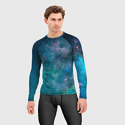 Рашгард мужской Абстрактный светло-синий космос и звёзды, цвет: 3D-принт — фото 2