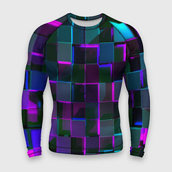 Рашгард мужской Неоновые линии и кубы, цвет: 3D-принт