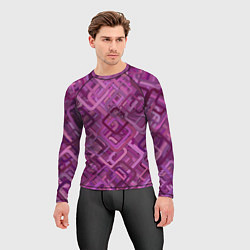 Рашгард мужской Фиолетовые диагонали, цвет: 3D-принт — фото 2