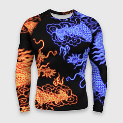 Рашгард мужской Парящие неоновые драконы, цвет: 3D-принт