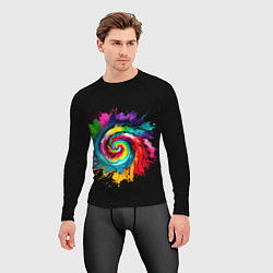 Рашгард мужской Тай-дай разноцветная спираль, цвет: 3D-принт — фото 2