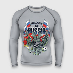 Рашгард мужской Welcome to Russia - футбол, цвет: 3D-принт