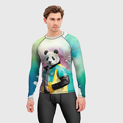 Рашгард мужской Прикольный панда в модной куртке, цвет: 3D-принт — фото 2