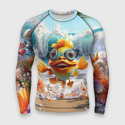 Рашгард мужской Веселая рыбка в очках, цвет: 3D-принт