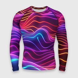 Рашгард мужской Цветные неоновые волны, цвет: 3D-принт
