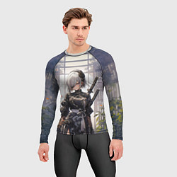 Рашгард мужской Nier automata девушка с мечами, цвет: 3D-принт — фото 2