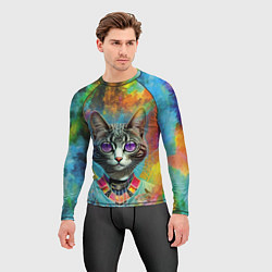 Рашгард мужской Cat fashionista - neural network, цвет: 3D-принт — фото 2
