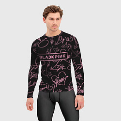 Рашгард мужской Блэкпинк - розовые автографы, цвет: 3D-принт — фото 2