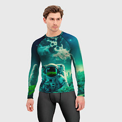 Рашгард мужской Астронавт на зеленой планете, цвет: 3D-принт — фото 2