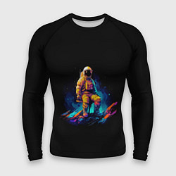 Рашгард мужской Неоновый космонавт на луне, цвет: 3D-принт