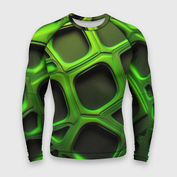 Рашгард мужской Объемные зеленые соты, цвет: 3D-принт