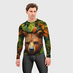 Рашгард мужской Медведь в листьях, цвет: 3D-принт — фото 2