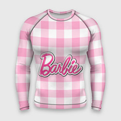 Рашгард мужской Барби лого розовая клетка, цвет: 3D-принт