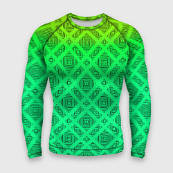 Рашгард мужской Желто-зеленый градиентный фон с геометрическим узо, цвет: 3D-принт