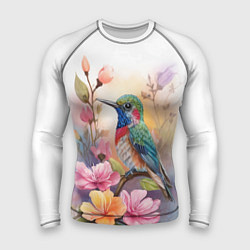 Рашгард мужской Колибри и цветы - акварель, цвет: 3D-принт