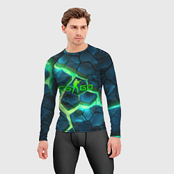 Рашгард мужской CS GO green texture logo, цвет: 3D-принт — фото 2