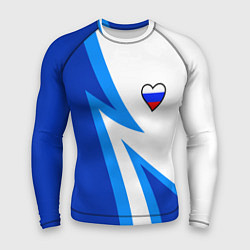 Рашгард мужской Флаг России в сердечке - синий, цвет: 3D-принт
