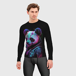 Рашгард мужской Панда в красках киберпанк, цвет: 3D-принт — фото 2