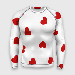 Рашгард мужской Красные сердечки на белом, цвет: 3D-принт