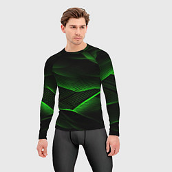 Рашгард мужской Зеленые абстрактные полосы, цвет: 3D-принт — фото 2