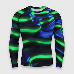 Рашгард мужской Green blue lines, цвет: 3D-принт
