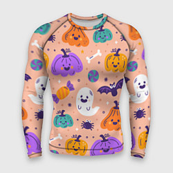 Мужской рашгард Halloween - pumpkins and ghosts