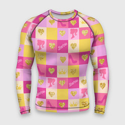 Мужской рашгард Барби: желтые и розовые квадраты паттерн