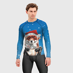 Рашгард мужской Рождественский свитер с лисой, цвет: 3D-принт — фото 2