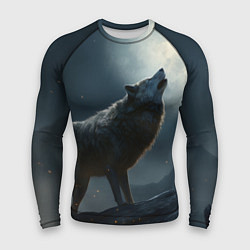 Рашгард мужской Волк воющий на Луну, цвет: 3D-принт