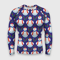 Рашгард мужской Милые снеговики - зимний узор, цвет: 3D-принт