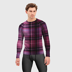 Рашгард мужской Фиолетовая шотландская клетка, цвет: 3D-принт — фото 2