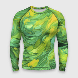 Рашгард мужской Зелено желтая краска, цвет: 3D-принт