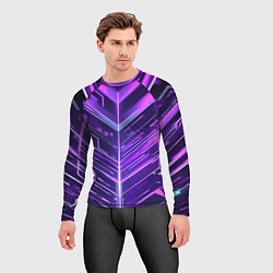 Рашгард мужской Фиолетовые неон полосы киберпанк, цвет: 3D-принт — фото 2