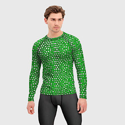 Рашгард мужской Белые пузырьки на зелёном фоне, цвет: 3D-принт — фото 2