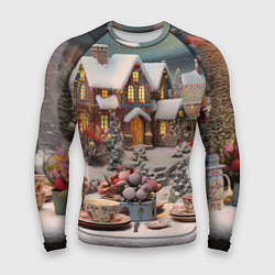 Мужской рашгард Объемные новогодние домики