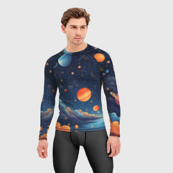 Рашгард мужской Нарисованный космос, цвет: 3D-принт — фото 2