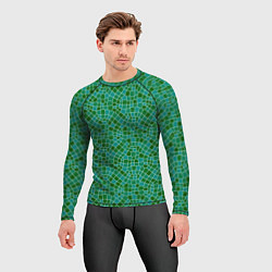 Рашгард мужской Зелёный мозаичный паттерн, цвет: 3D-принт — фото 2