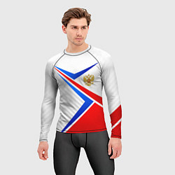 Рашгард мужской Герб РФ - классические цвета флага, цвет: 3D-принт — фото 2