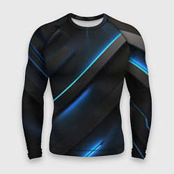 Мужской рашгард Черная конструкция с синими неоновыми вставками