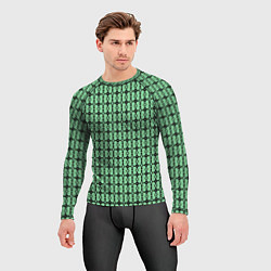 Рашгард мужской Чёрные узоры на зелёном, цвет: 3D-принт — фото 2