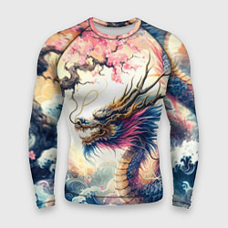 Рашгард мужской Japanese dragon and sakura - engraving, цвет: 3D-принт