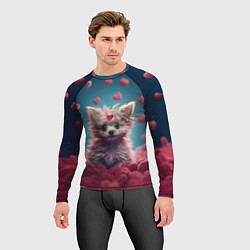 Рашгард мужской Милый щенок в сердечках, цвет: 3D-принт — фото 2