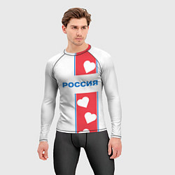 Рашгард мужской Россия с сердечками, цвет: 3D-принт — фото 2