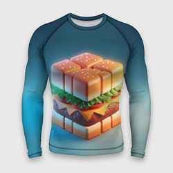 Рашгард мужской Абстрактный гамбургер в форме куба, цвет: 3D-принт