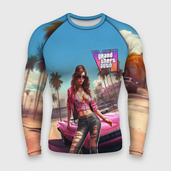 Рашгард мужской GTA 6 girl logo, цвет: 3D-принт