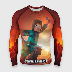 Рашгард мужской Персонаж Minecraft пробирается сквозь огонь, цвет: 3D-принт
